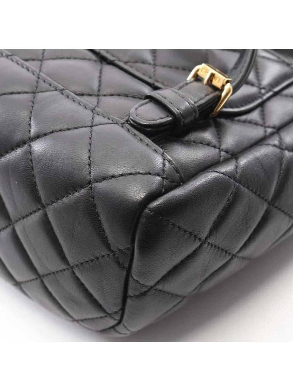 Chanel Backpack Quilted Black Lambskin Chain